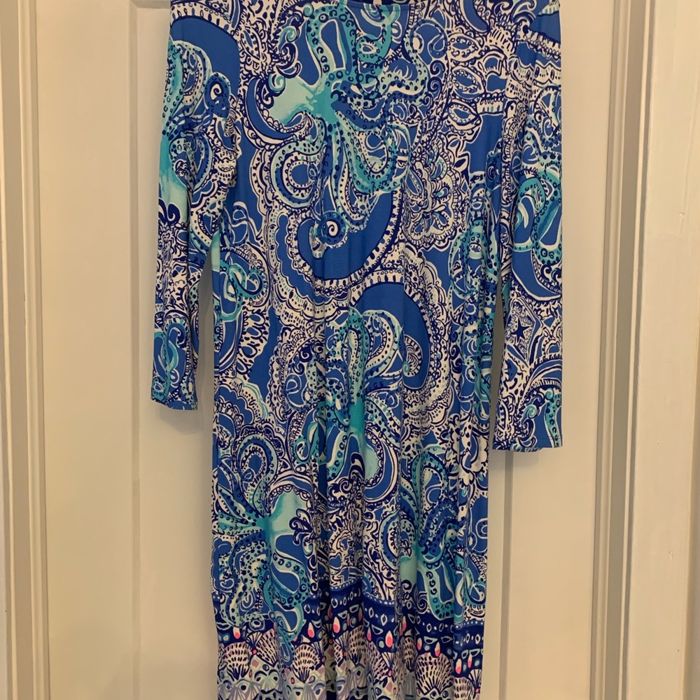 Lilly Pulitzer Blue Long Sleeve Sheath Dress